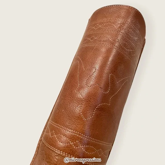 1970 Frye VINTAGE RARE Deer/Moose Cognac Leather Campus Knee High Tall Heel Boot - Picture 7 of 13